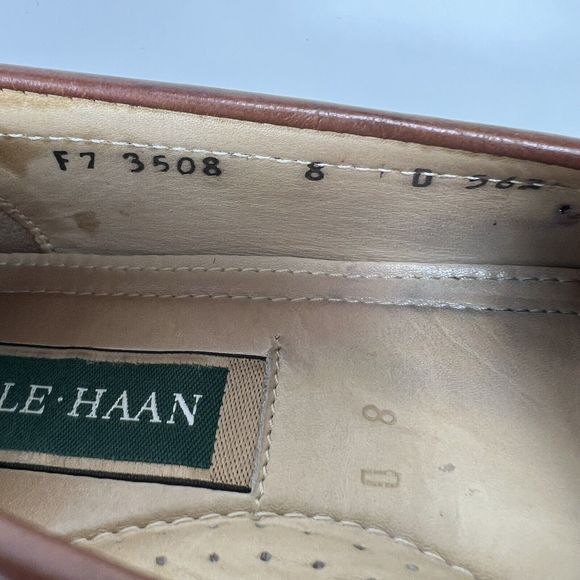 Cole Haan Mens Mahogany Brown Leather Slip-On Pinch Tassel Loafer Size 8 D - Picture 10 of 10